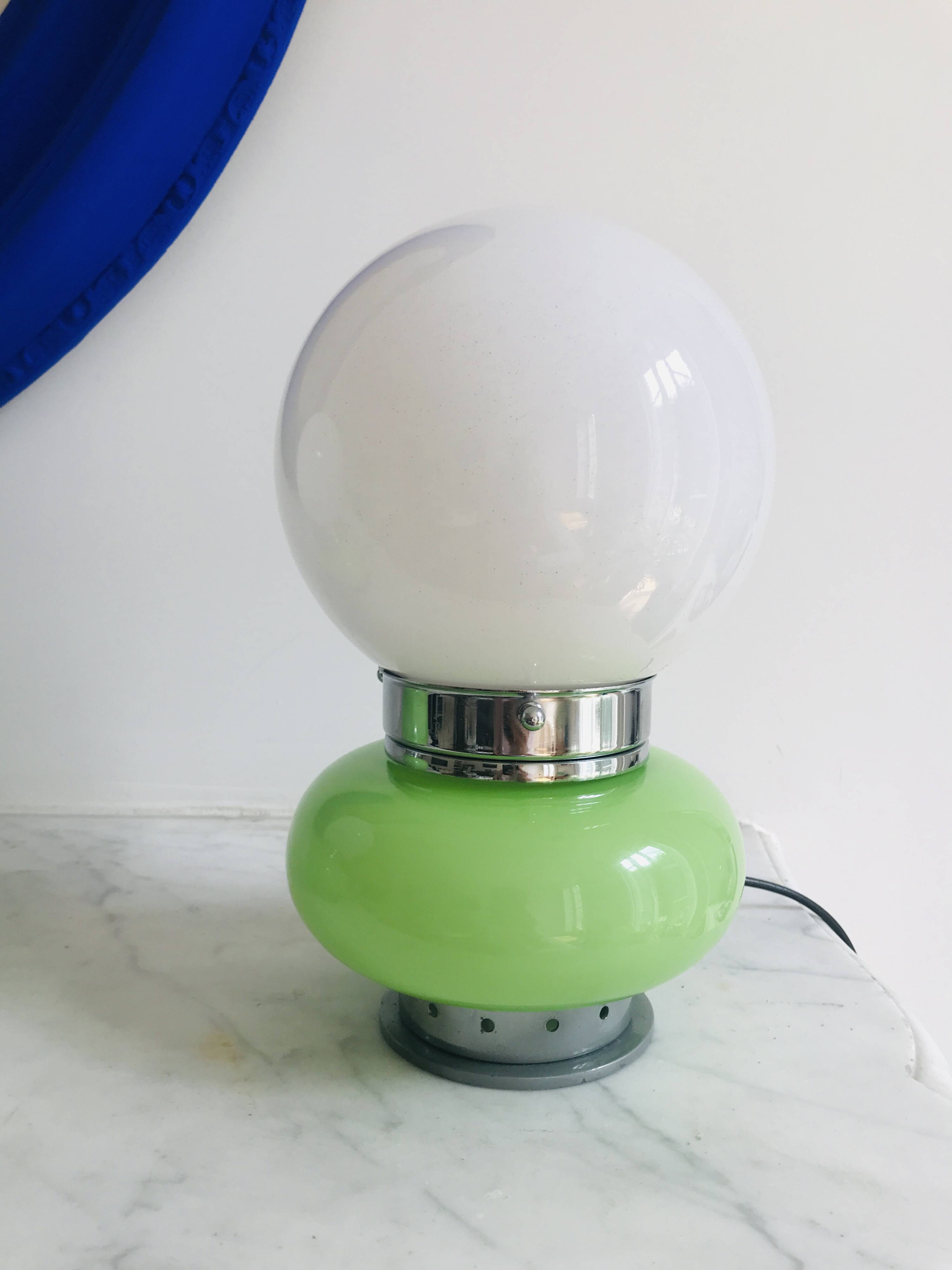 Pair of opaline glass desk lamps