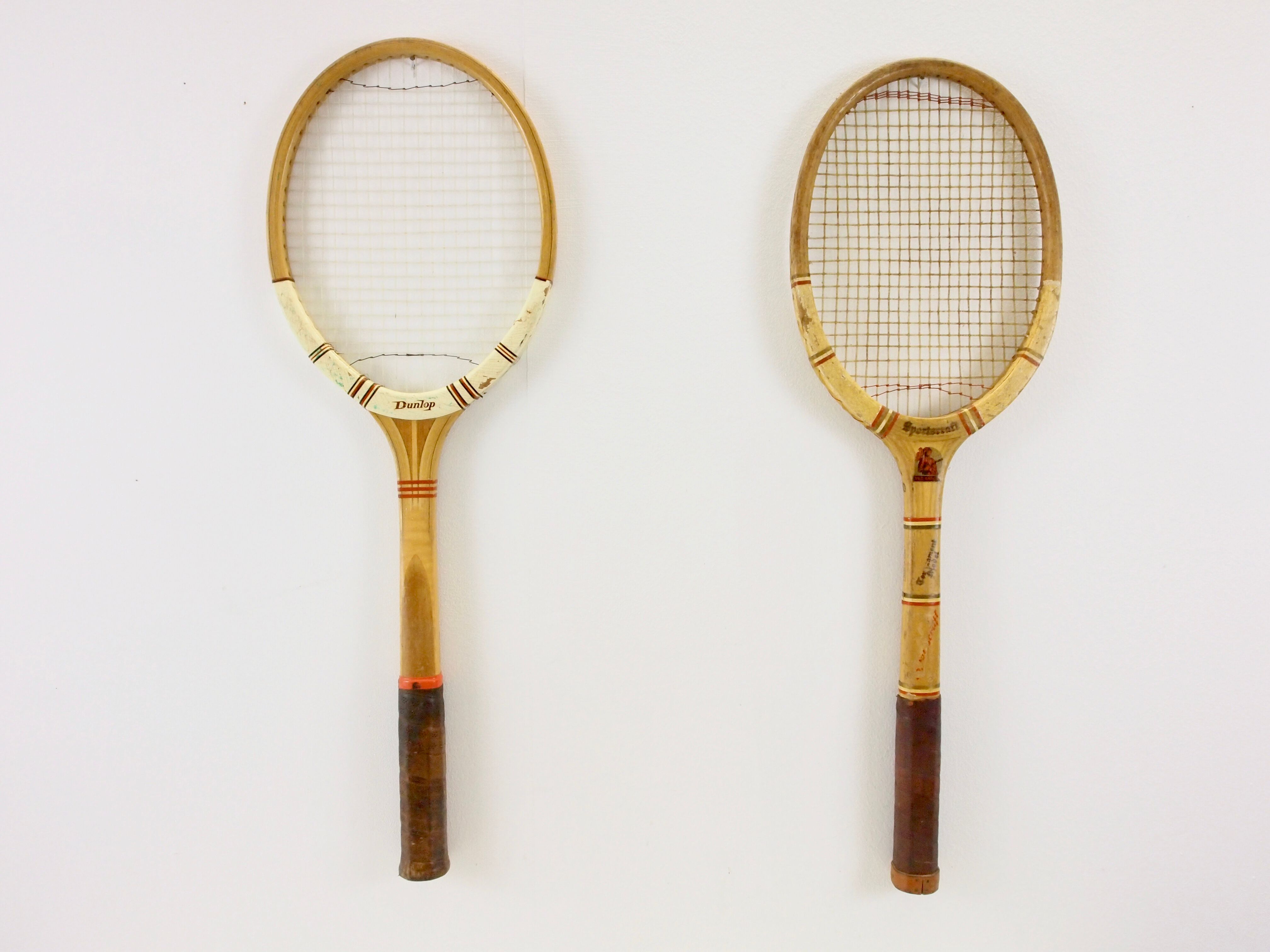 Set of 4 vintage wooden tennis rackets