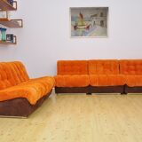 2-color corduroy modular sofa, 1970s