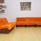 2-color corduroy modular sofa, 1970s