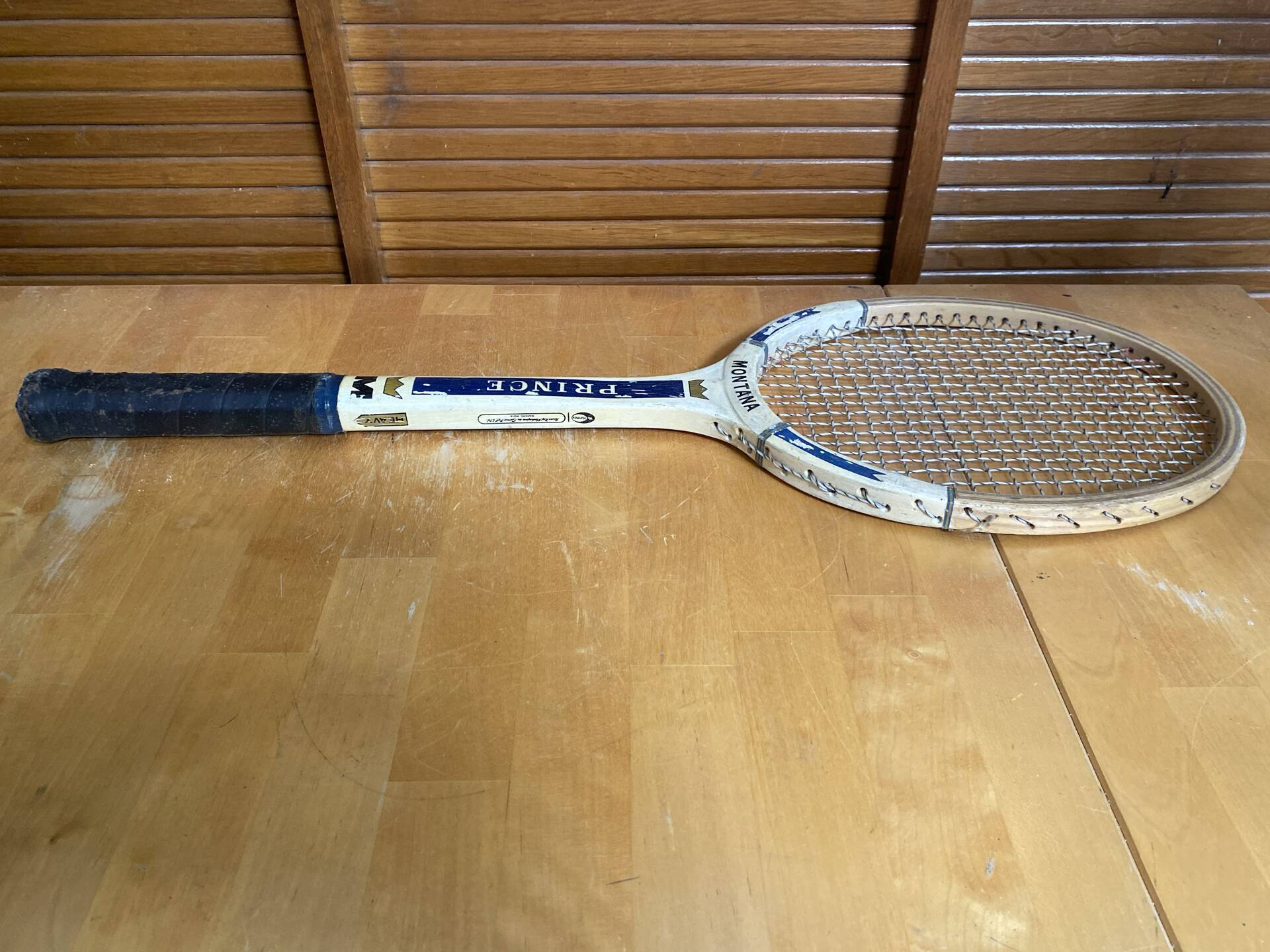 Vintage sports wooden tennis racket montana prince model