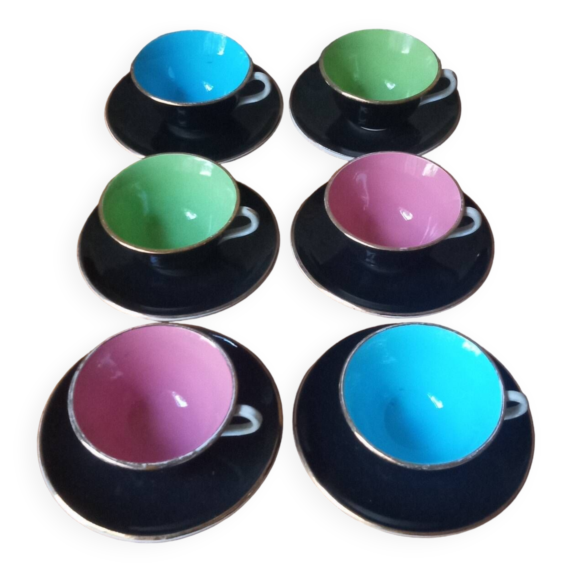 Six Digoin coffee cups from the 50s