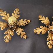 Gilded hand-forged Florentine wall lamp Hans Kögl style, Italy