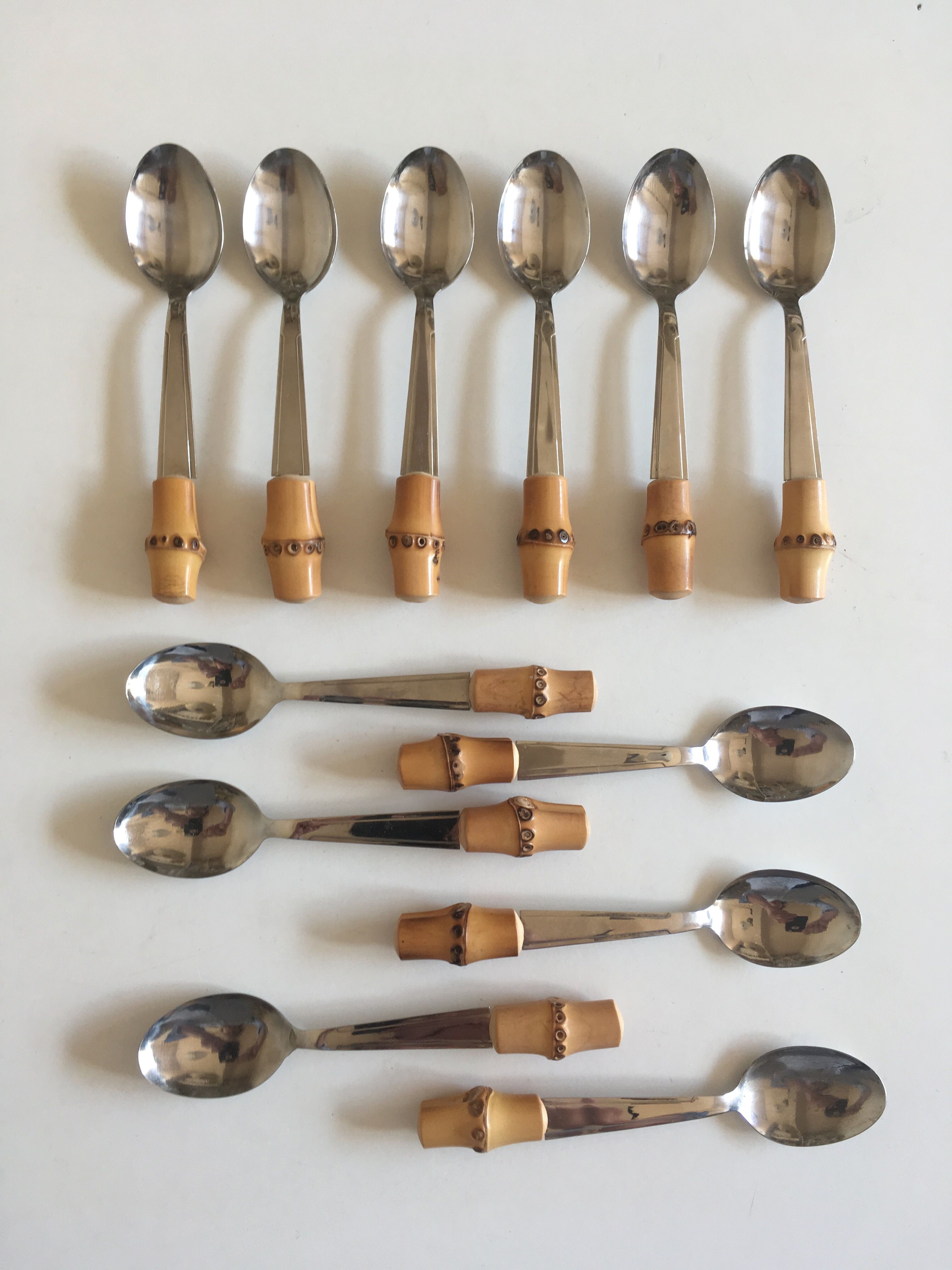 Set of 6 teaspoons bamboo 1960 mid century riviera