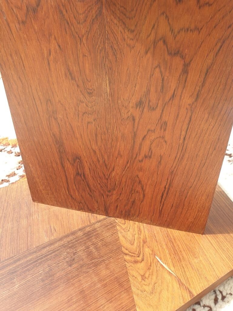 Modernist side table Art Deco Walnut and chromed steel