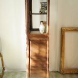 Curved display case in solid walnut, mid-20th century