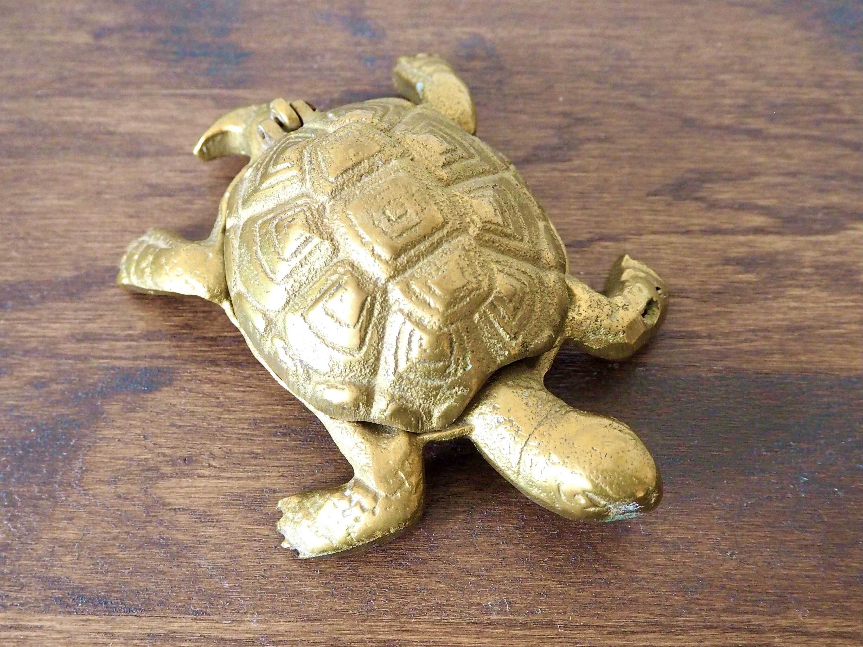 Brass turtle ashtray