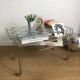 Side table gold vinyl door with wheels eiffel legs and glass checkered top
