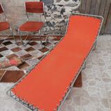 Sun lounger in orange fabrics 70s