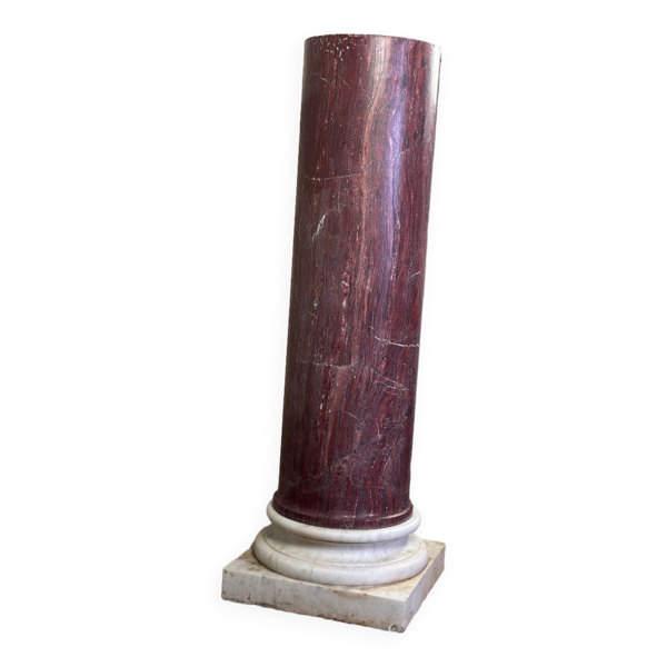 Colonne En Marbre Rose Sur Une Base En Blanc De Carrare Vers 1880