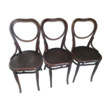 Suite of 3 chairs bistrot Thonet model heart n 28 around 1900