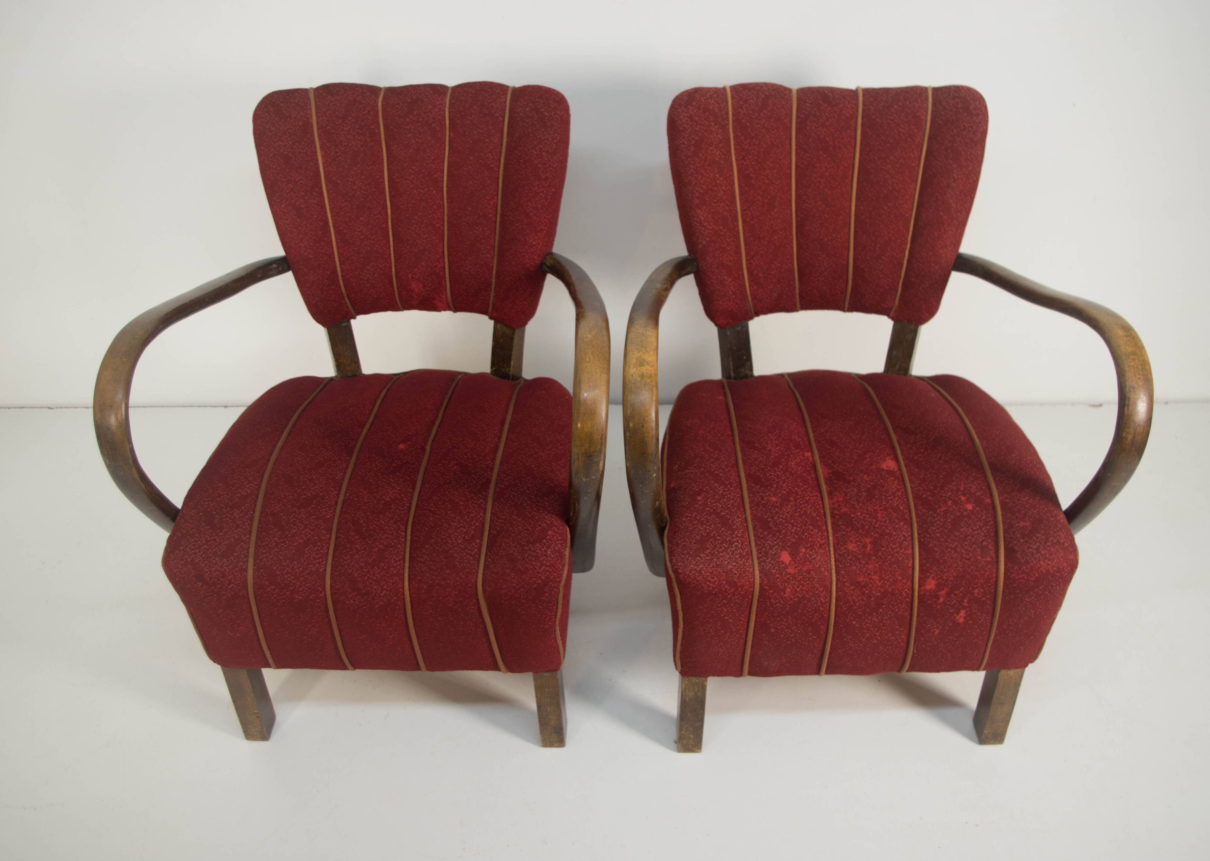 Art Deco Armchairs H-237 by Halabala, Set of 2