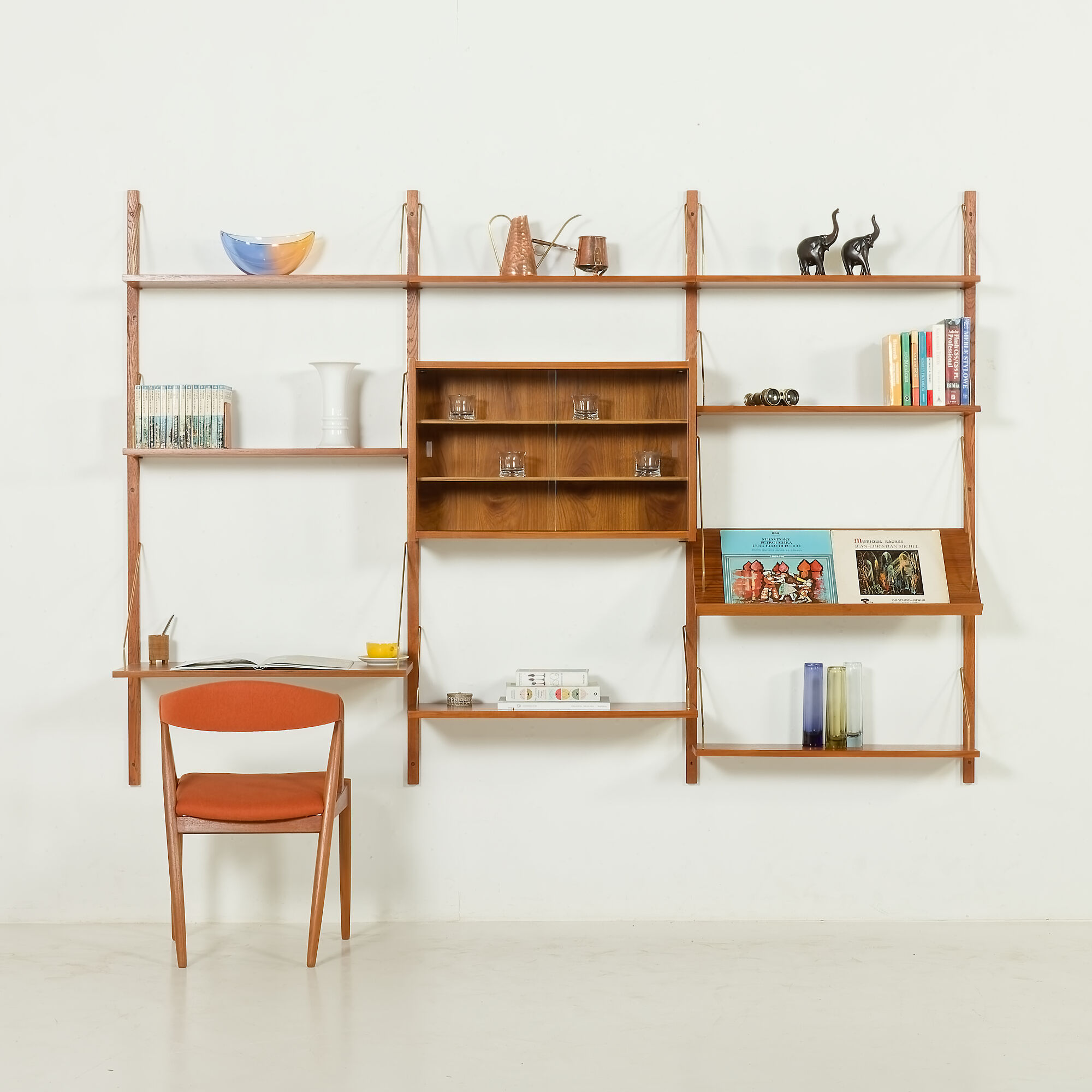 Danish vintage teak wall unit attributed to Preben Sorensen, 1960s