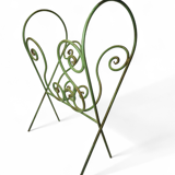 Vintage wrought iron magazine rack – handcrafted scrolls –
