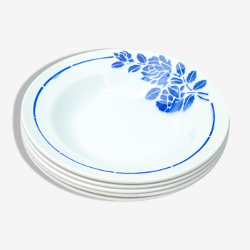 5 hollow plates blue flowers Eden Saint Amand