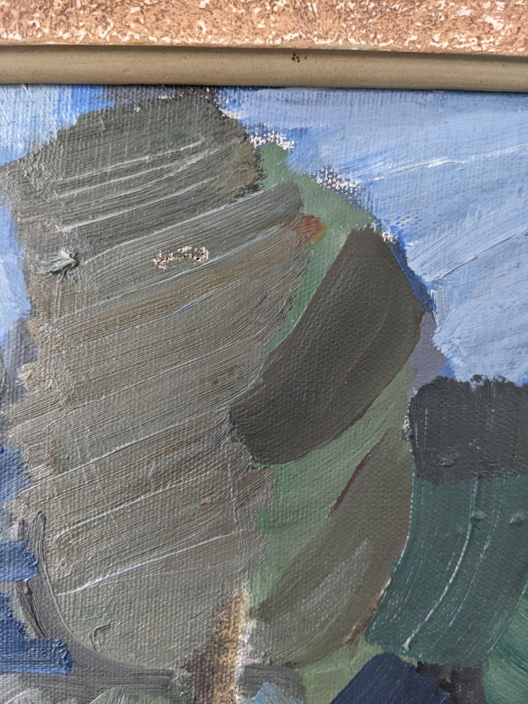 Mid-Century Modern Swedish Oil Painting "Green Park" Vintage Framed Landscape