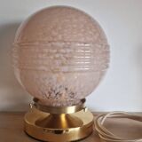 Pink Clichy glass globe in touch lamp