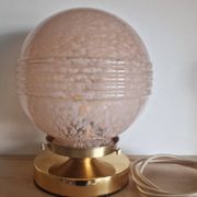 Pink Clichy glass globe in touch lamp