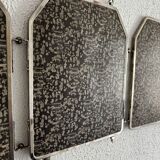 Miroir vintage 1920 triptyque barbier Art Déco cristal hexagone- 33 x 78 cm