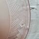 Antique ceiling light in frosted and engraved pink glass.