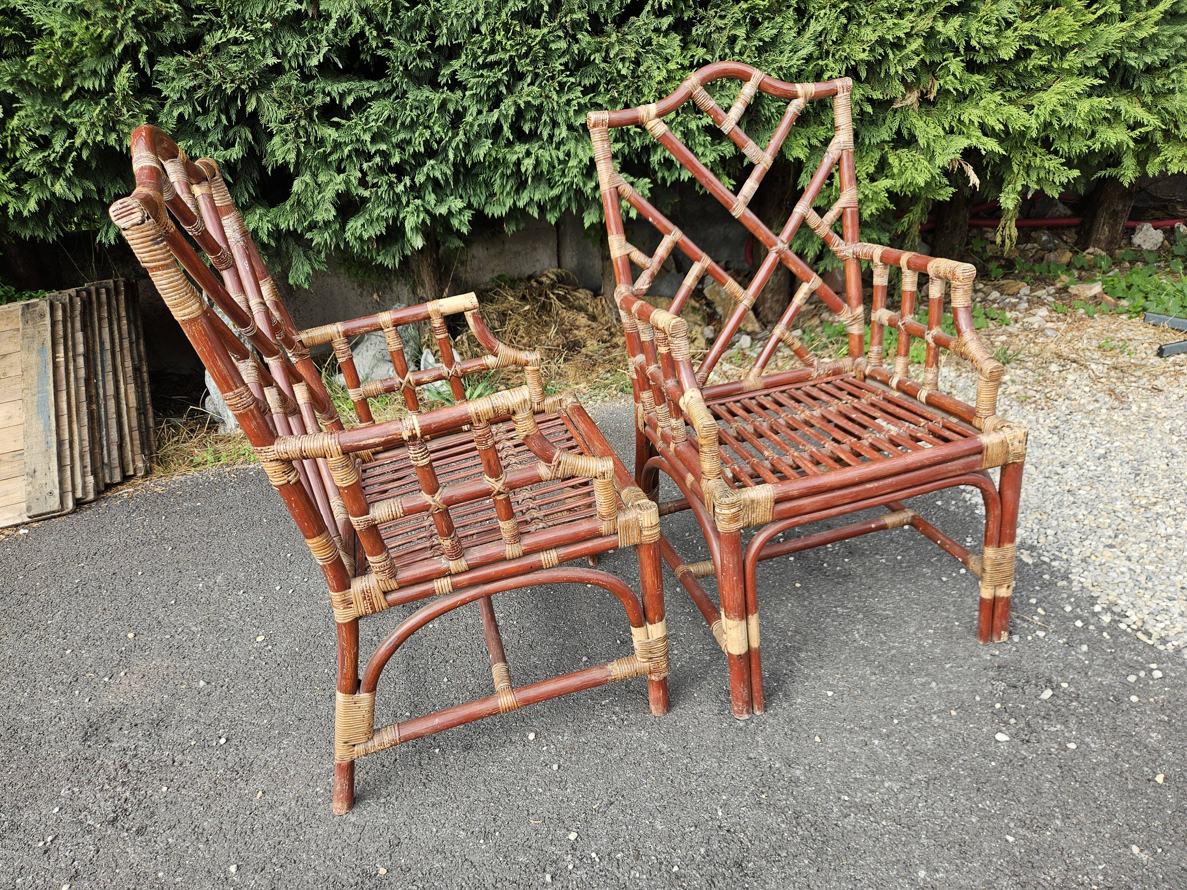 Pair of bamboo armchairs