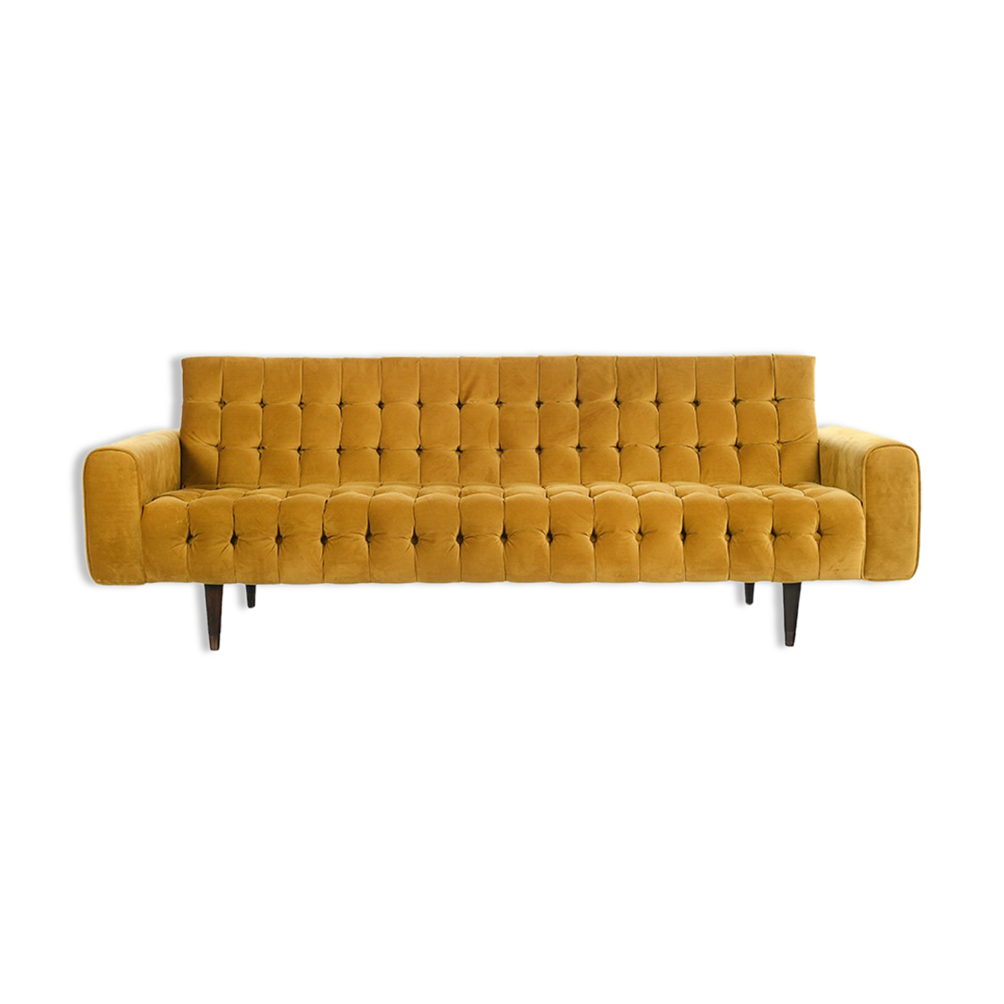 Mustard-colored design sofa from the "I love you etc."