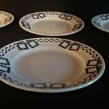 Série de six assiettes plates en faïence P.B. Rochechouart Limoges modèle Anna