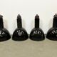 Set of 4 Industrial Bauhaus Black Enamel Pendant Lamps, 1960s