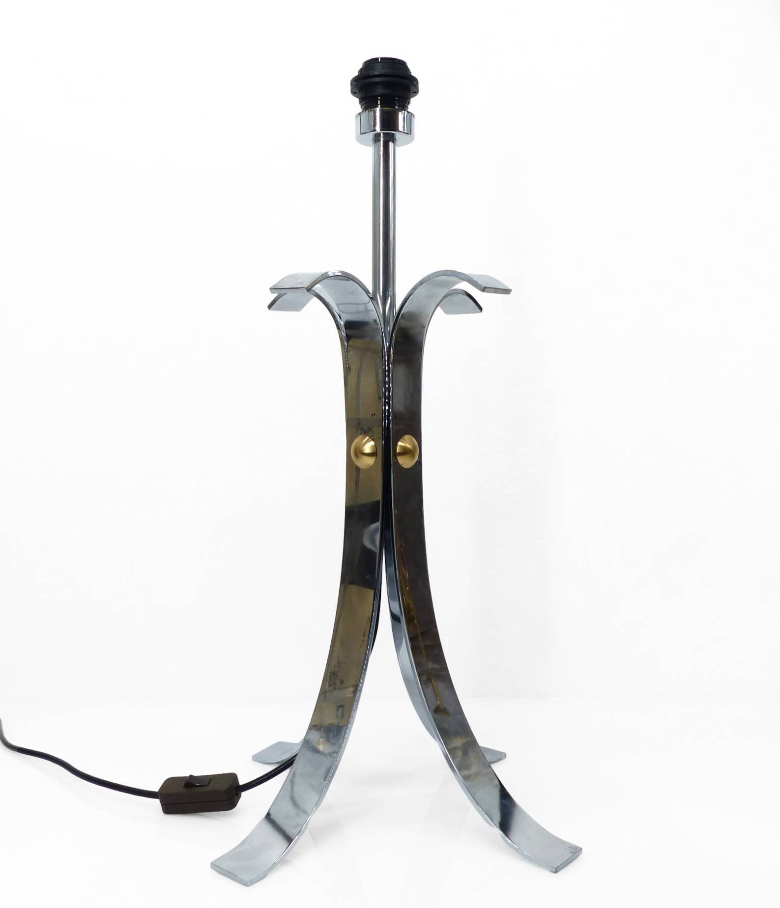 Space Age 1970 chrome steel four-legged lamp base