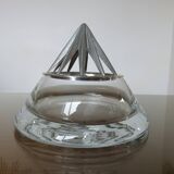 Designer crystal and pewter flower vase by Jean Goardere, 1970s