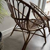Vintage rattan shell armchairs