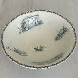 Antique ironware salad bowl, Marine model – Creil et M factory