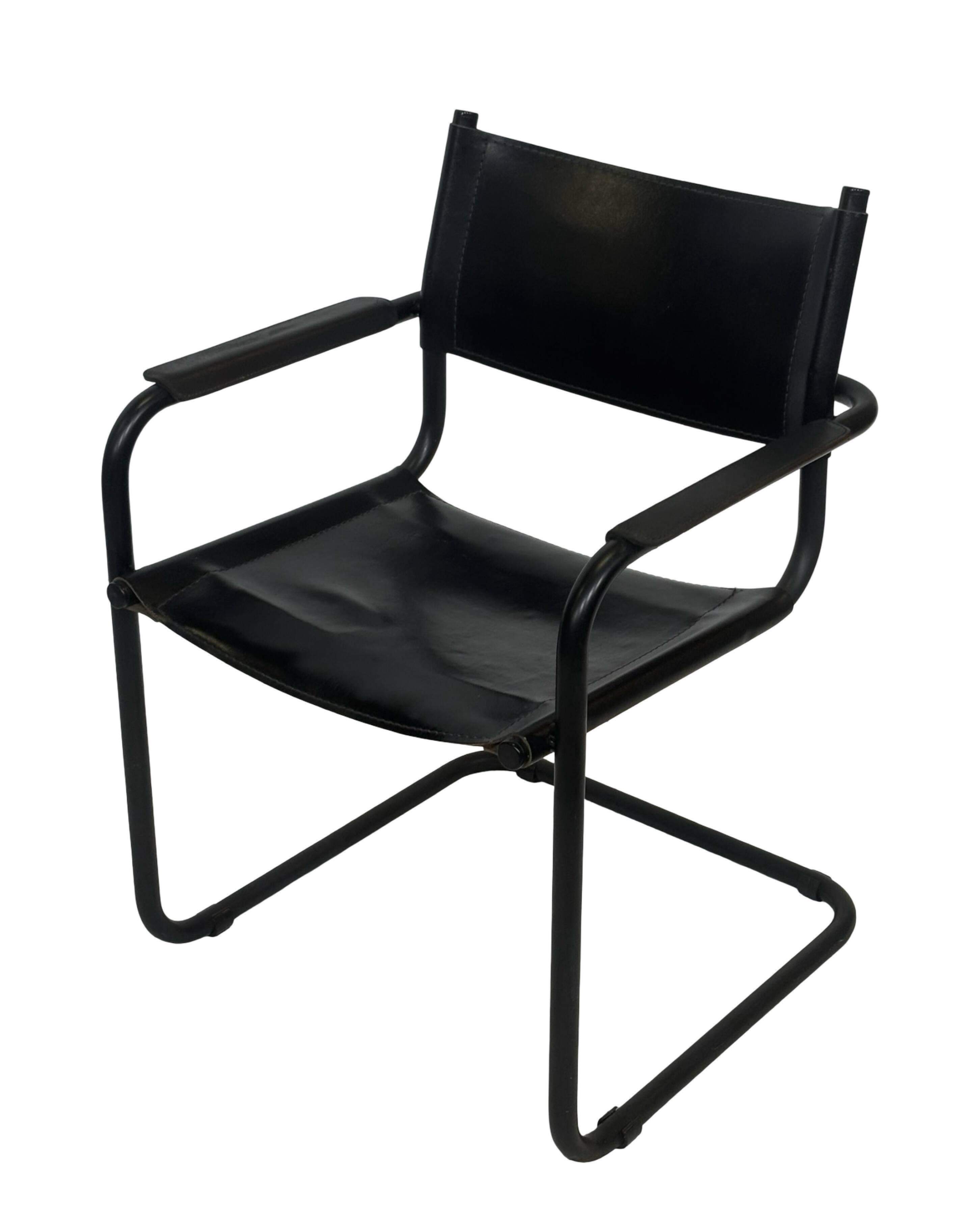 Vintage Breuer style leather chair B32/34 Italian Design in black