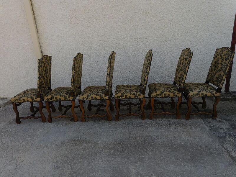 Series of 6 louis Xlll chairs in sheep bone