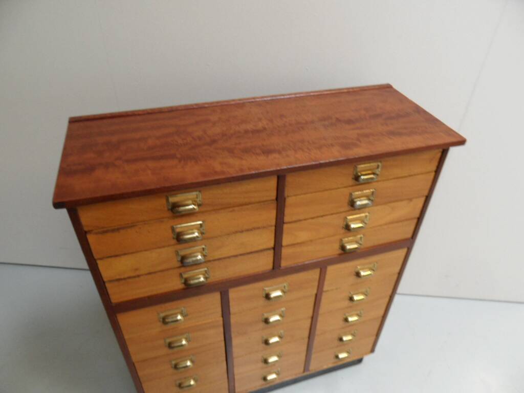 Vintage mahogany filing cabinet with drawers 1950's