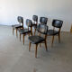 Set of 6 Scandinavian design chairs in solid beech and black Skai.