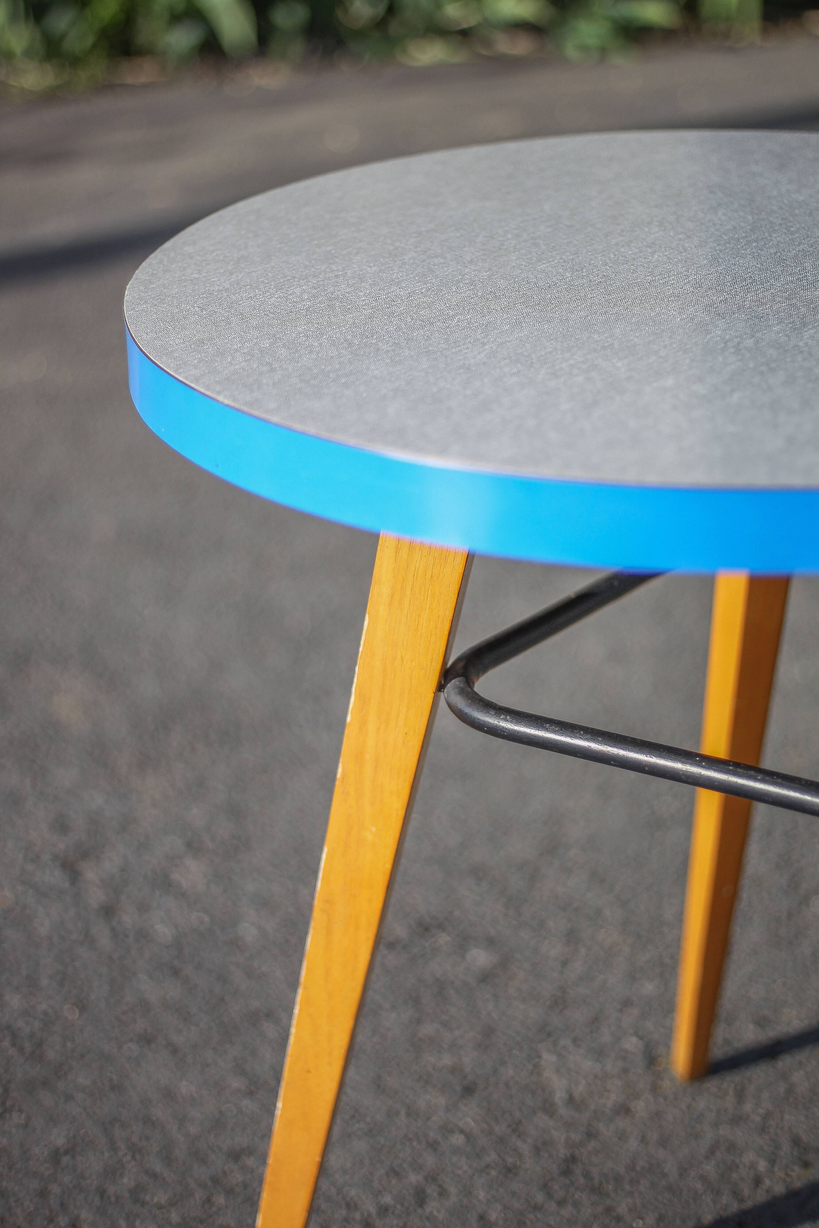 Formica bean table and compass feet, office table, side table, vintage table, 60's