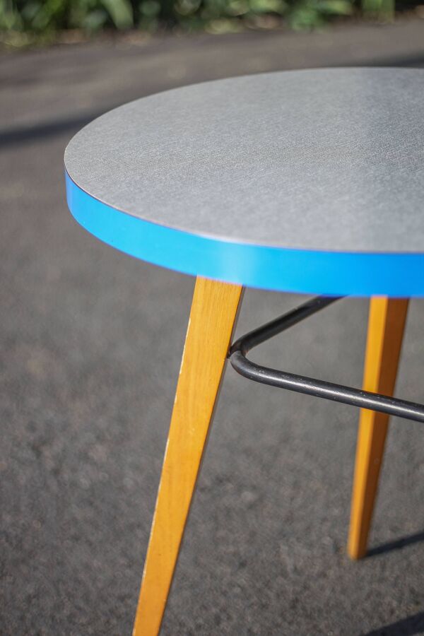 Table haricot formica et pieds compas, table bureau, table d'appoint, table vintage, 60's
