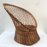 Braided wicker throne armchair