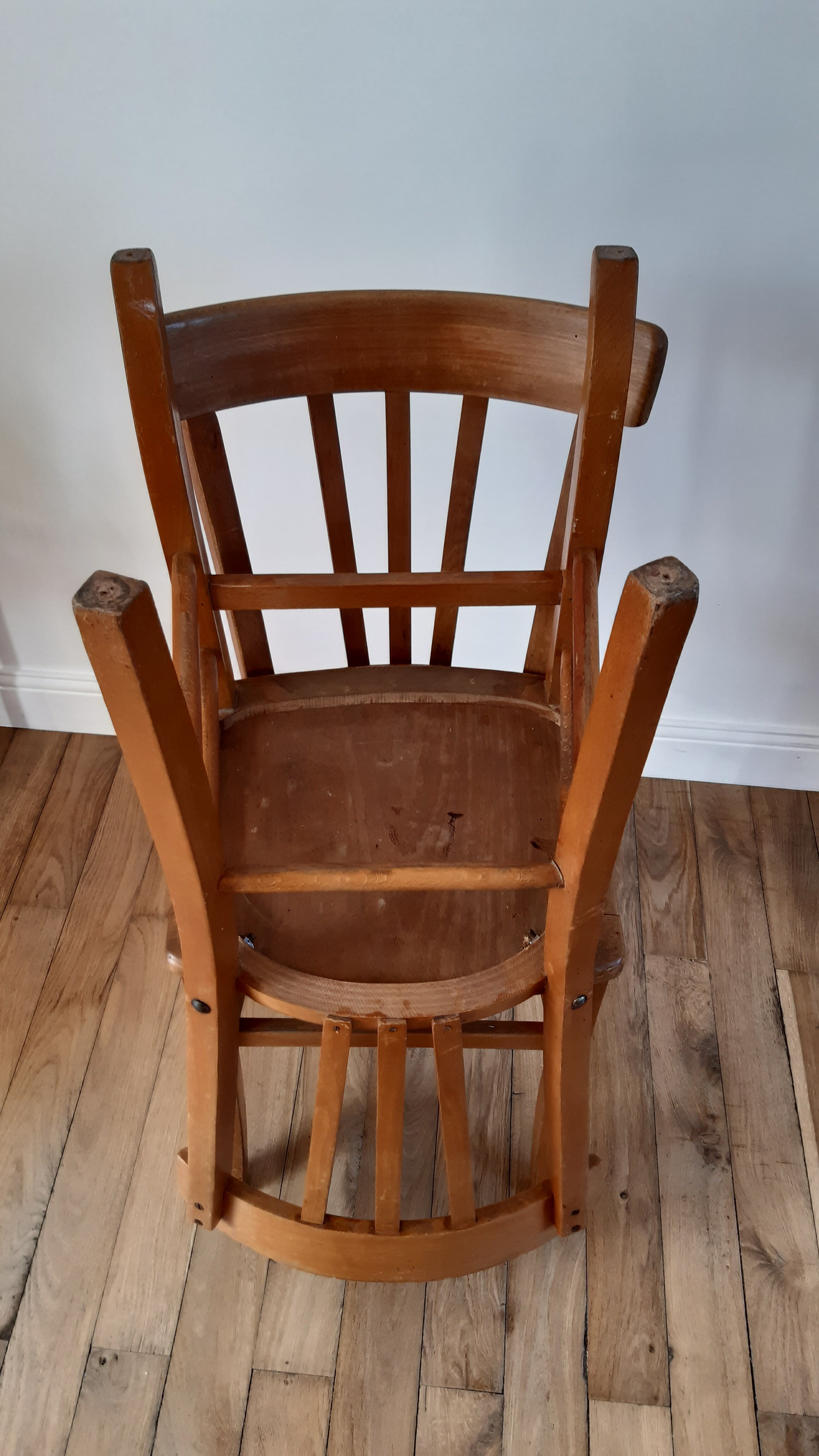 Pair of Luterma bistro chairs in beech wood and green seat 50s