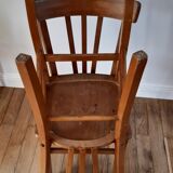 Pair of Luterma bistro chairs in beech wood and green seat 50s