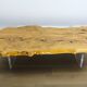 Table basse en frêne burr italien des années 50 'flottante' sur blocs de Lucite