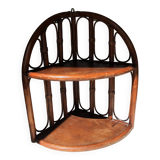 Corner shelf in dark rattan, 60s/70s