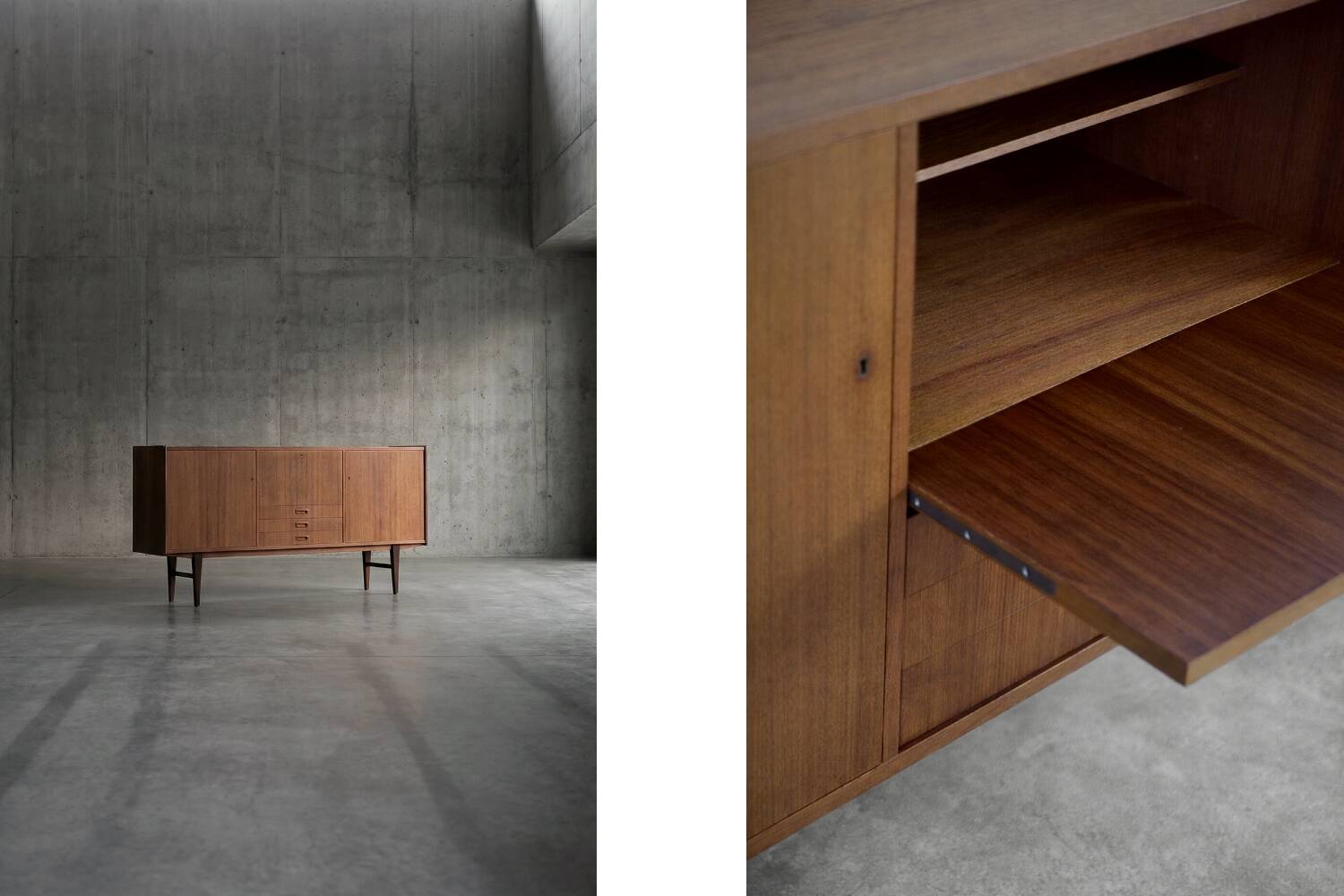 Vintage Mid-Century Scandinavian Modern Classic Teak High Sideboard