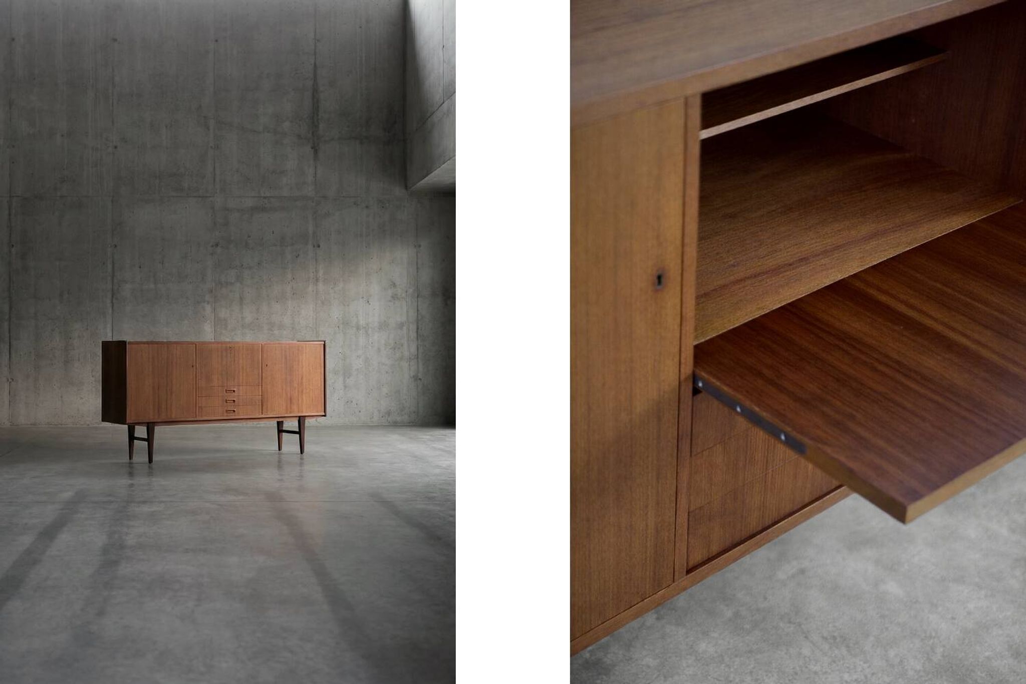 Vintage Mid-Century Scandinavian Modern Classic Teak High Sideboard