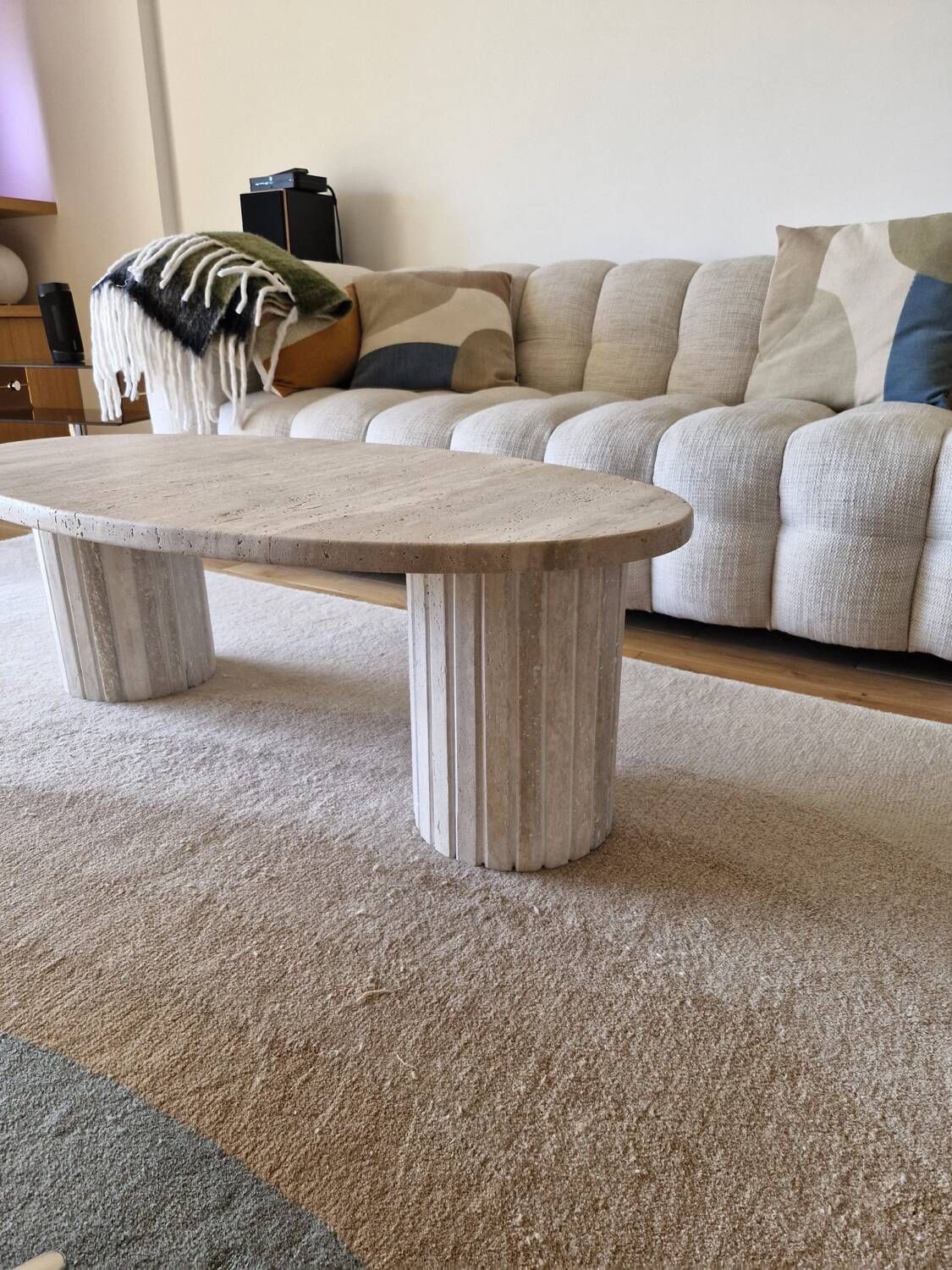 Beige travertine coffee table avenue