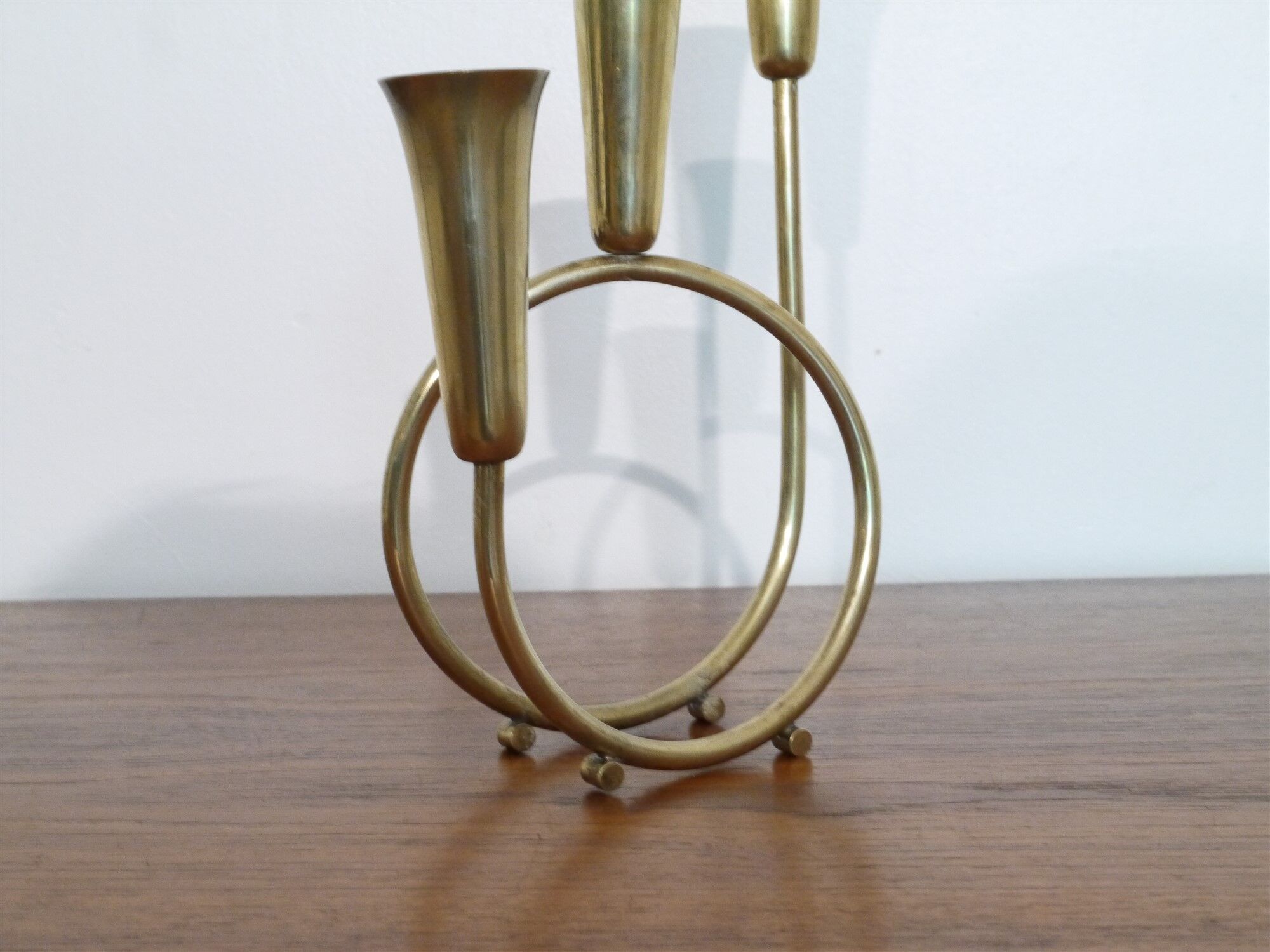 Bougeoir vintage scandinave en laiton 3 feux