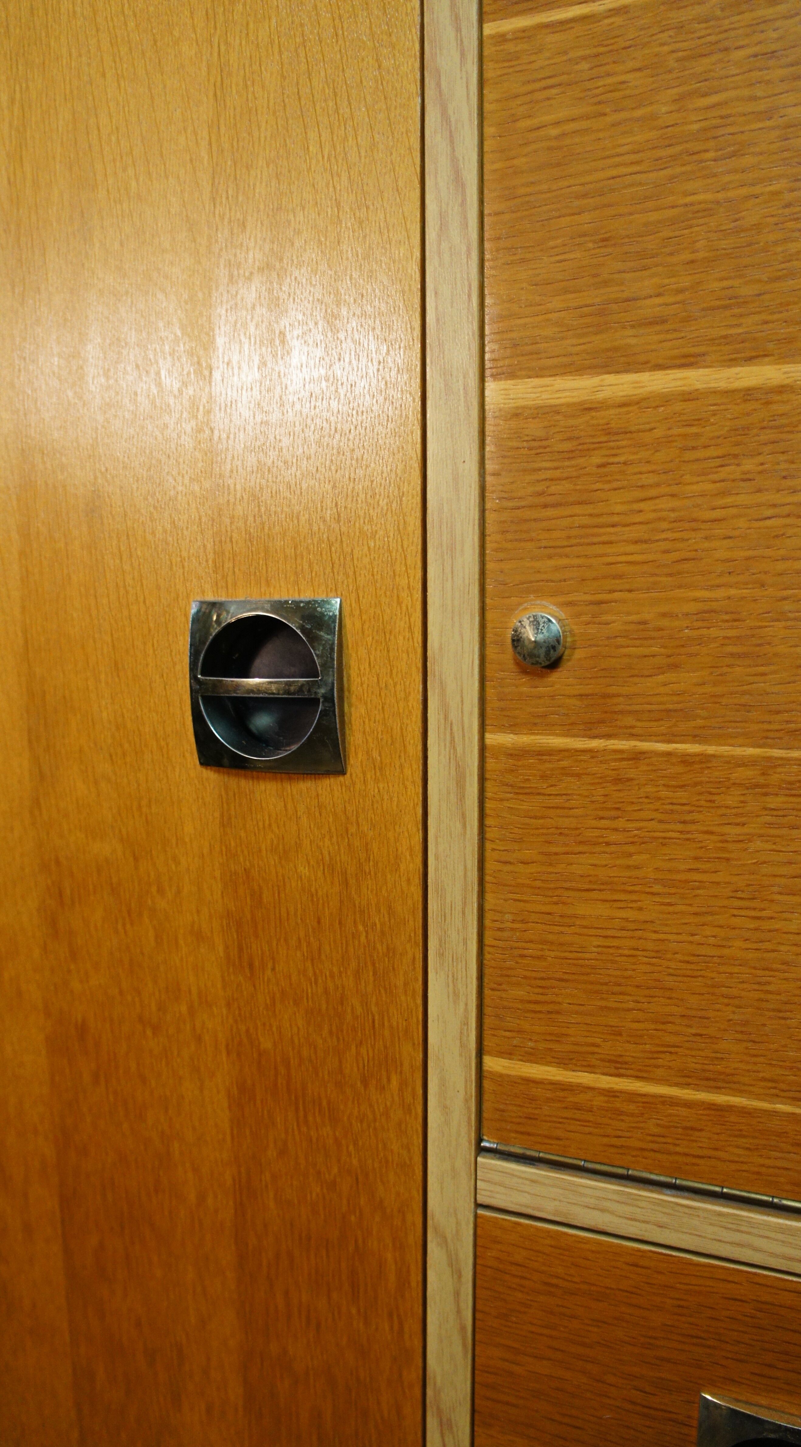Armoire secrétaire vintage chêne doré