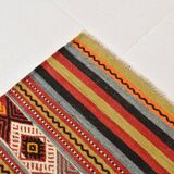 6x8 Red Blue Striped Vintage Kilim Rug  173x243Cm SK 33439