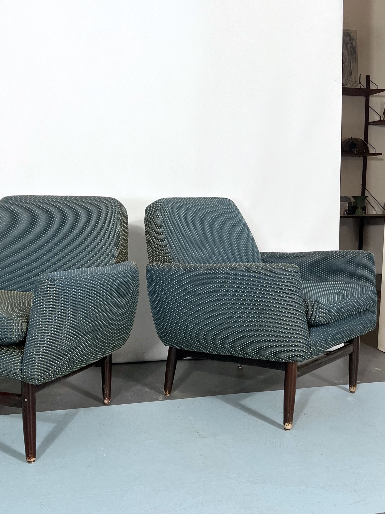 Italian Mid-century wood modern armchairs from 60s